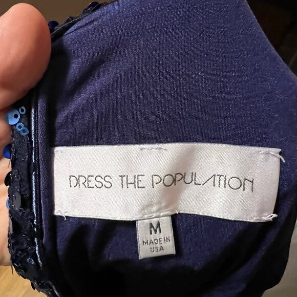 Dress The Population Blue Sequin Bodycon Dress‎ Medium Party Vegas Sexy - Picture 4 of 5